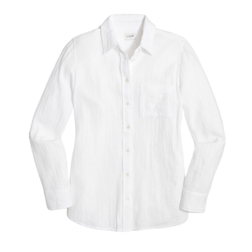 J.Crew Factory White Soft Gauze Long Sleeve Button Down Shirt